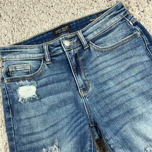 Judy Blue Jeans Women's Size 5/27 Heavy Sanded Mid-Rise Destroyed Skinny Capris